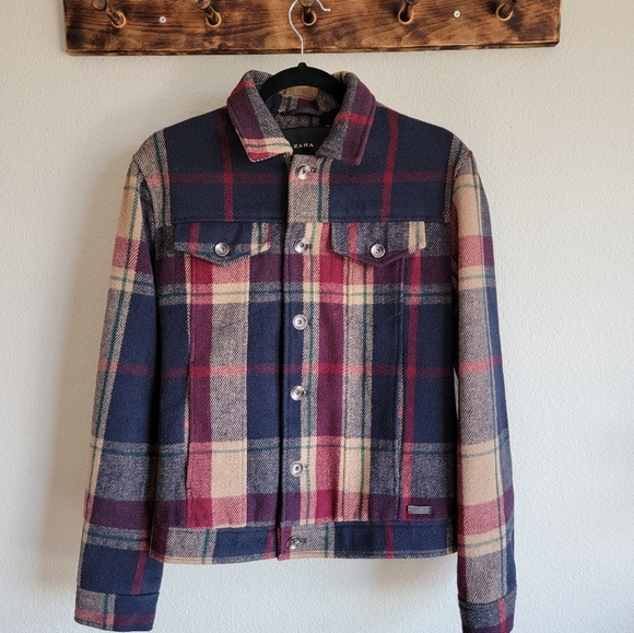 Zara Button Up Check Plaid Jacket - Picture 6 of 7
